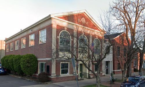 A photo of the Library, taken from Market Square